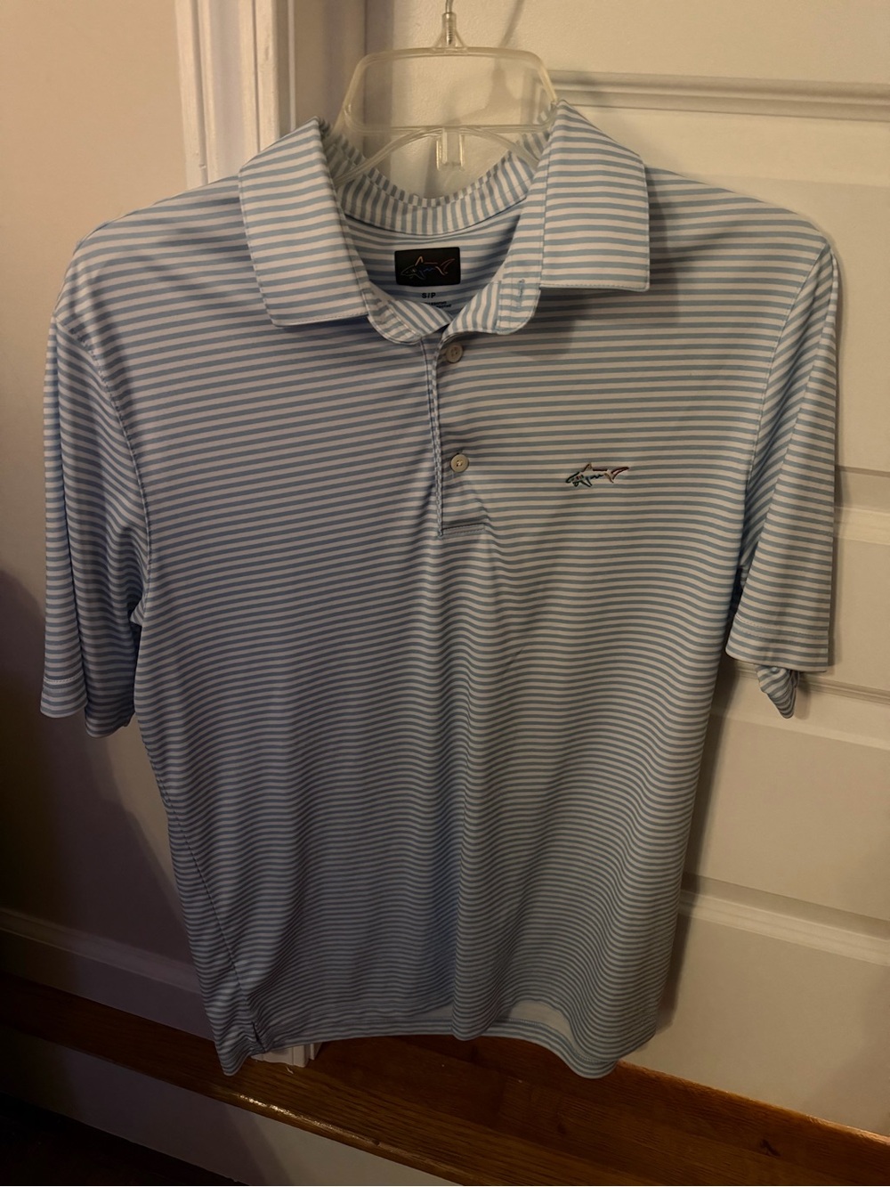 Greg Norman Striped Light Blue Polo Shirt